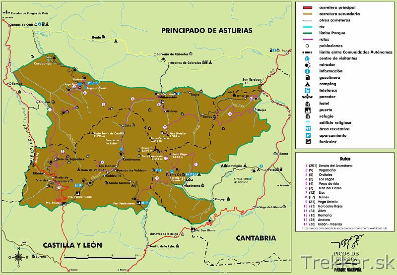 mapa.gif - Mapka Národného parku Picos de Europa